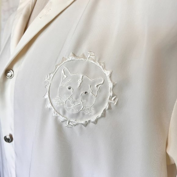 Tiger Embroidered Mens Off White Shirt - Platini - Size Medium - Lightweight - Picture 3 of 13